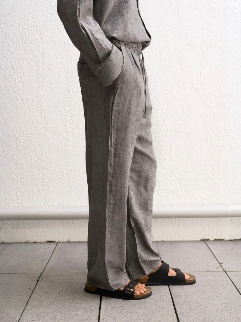 Giesto Charcoal Grey GIESTO Relaxed Fit Straight Leg Pants with Pockets for Men | Best Price UAE